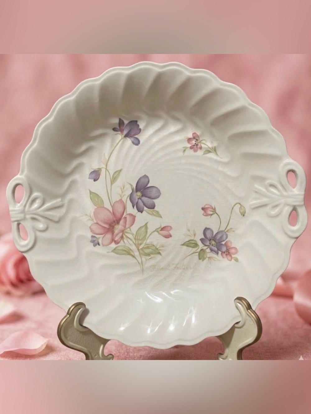 Antique Floral Festival Bowl/ Dish by Mitani (Japan) Rare and feminine 1921